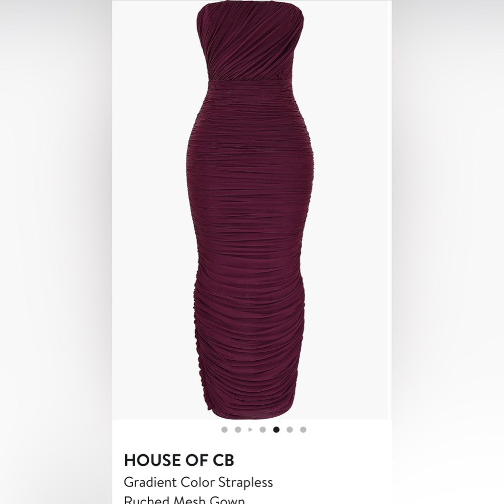 HOUSE OF CB Gradient Color Strapless
Ruched Mesh Gown